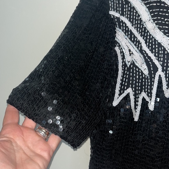 Stenay Vintage silk sequin top, black with white sequin - Picture 6 of 6